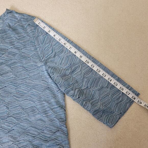 Chico's Easywear Size 3/XL Wavy Textured Cardigan 3/4 Sleeve V-Neck Soft Blue - Picture 11 of 15